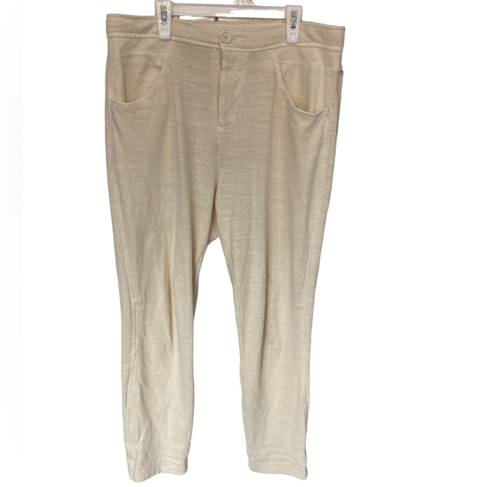 Standard James Perse Button Fly Crop Sweatpants Cream Size 28